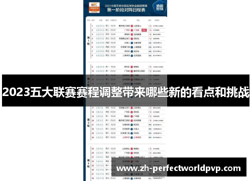 2023五大联赛赛程调整带来哪些新的看点和挑战